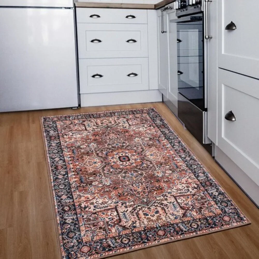 New 2x3 Vintage Entryway Rug, Machine Washable Non Slip Low Pile Area Mat